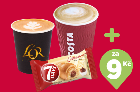 Káva + 7 days croissant za 9 Kč!
